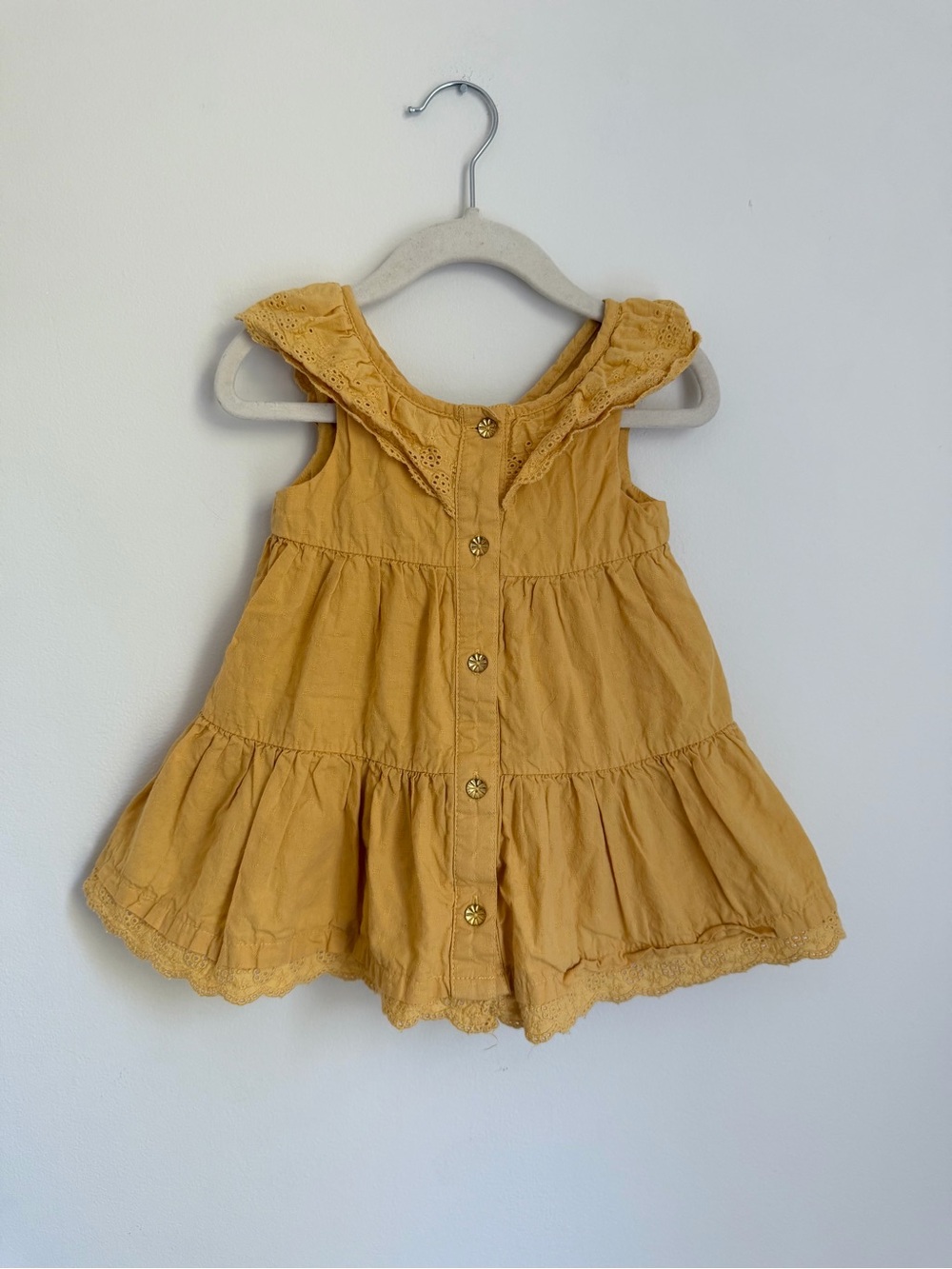 Artisan NY Mustard Yellow Tiered Button-Front Baby Dress (Size 2T)